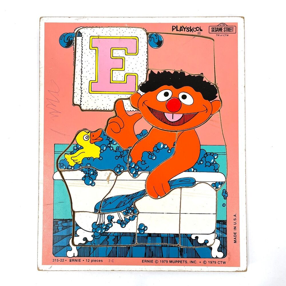 ERNIE 12 Piece Tray Puzzle Playskool 315-22 Vintage 1979 Muppets CTW
